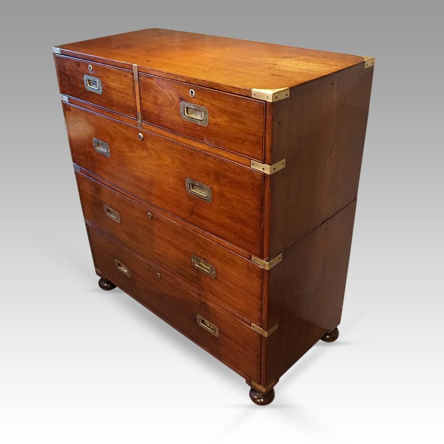 Antique Victorian teak campaign chest