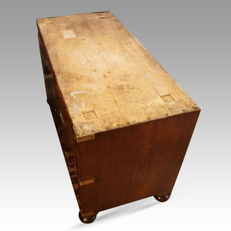 Antique Victorian teak campaign chest