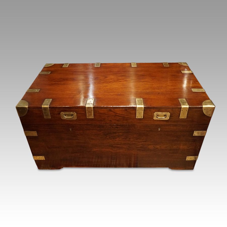 Antique Large Victorian teak military chest