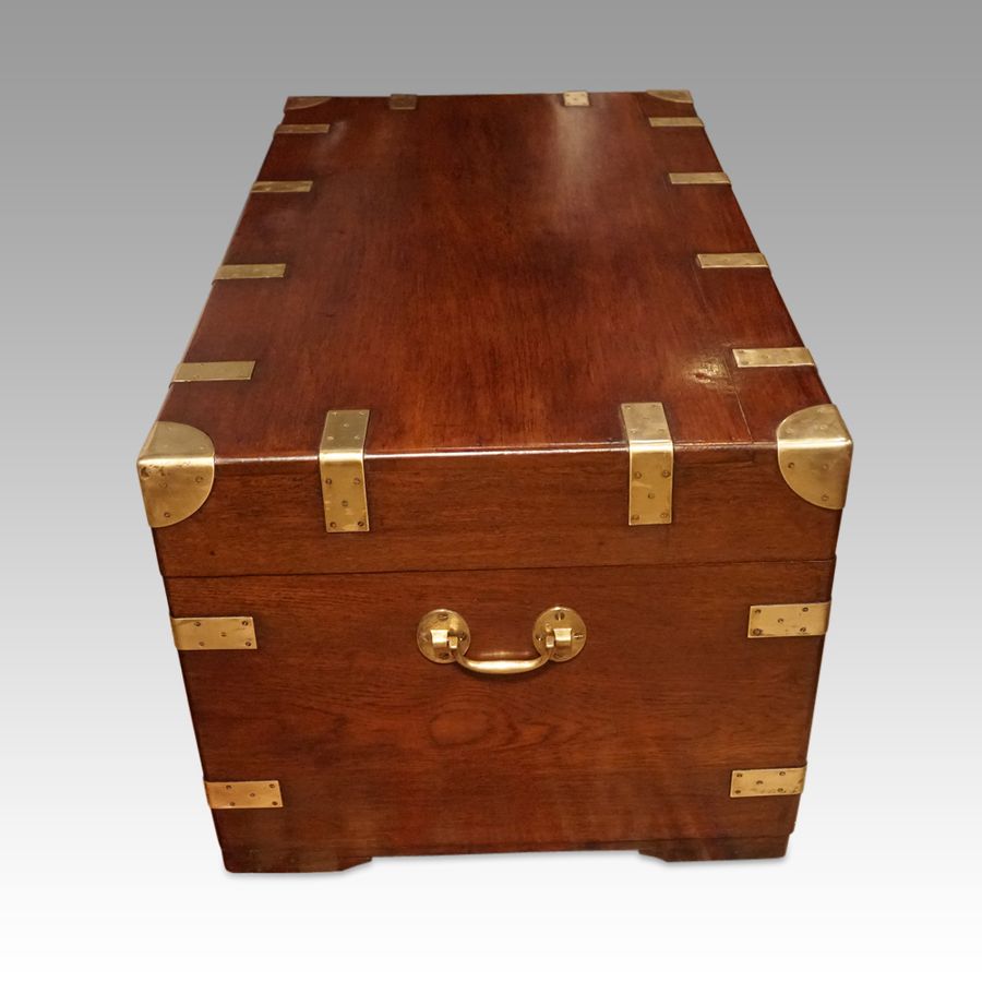 Antique Large Victorian teak military chest