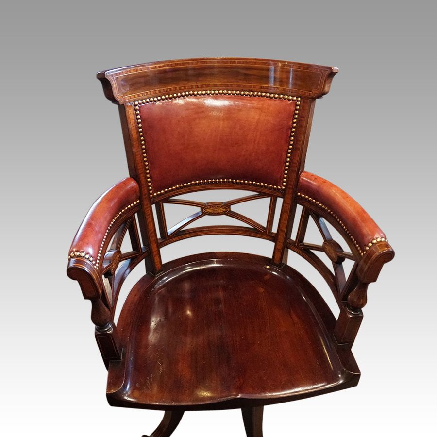 Antique Edwardian inlaid swivel desk chair