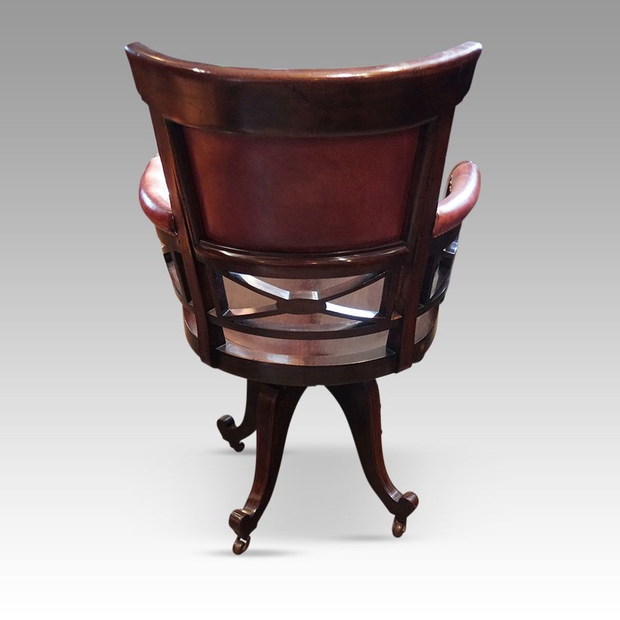 Antique Edwardian inlaid swivel desk chair