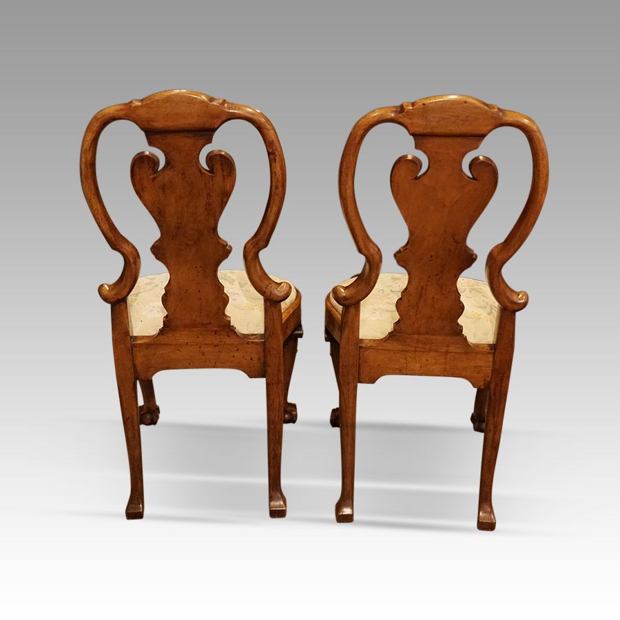 Antique Pair of George I walnut style side chairs