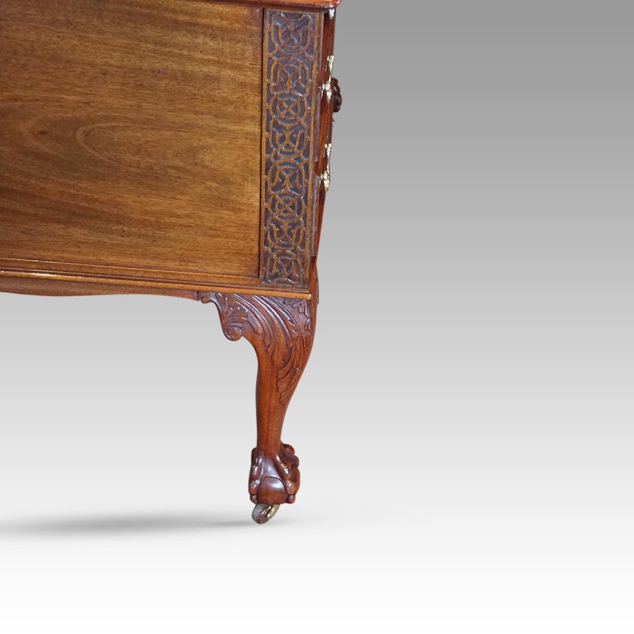 Antique Edwardian Chippendale mahogany desk