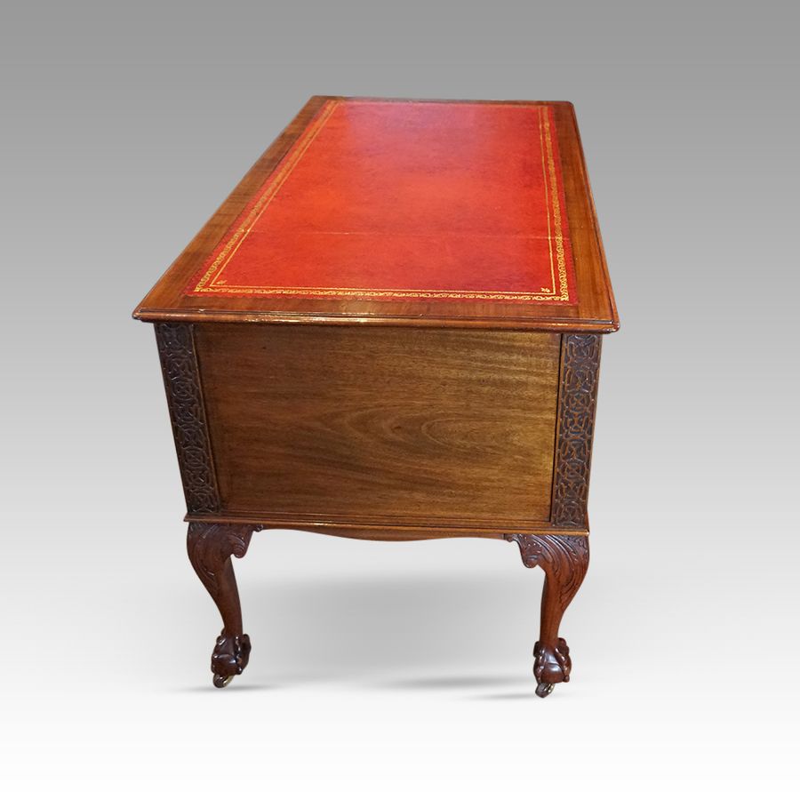 Antique Edwardian Chippendale mahogany desk