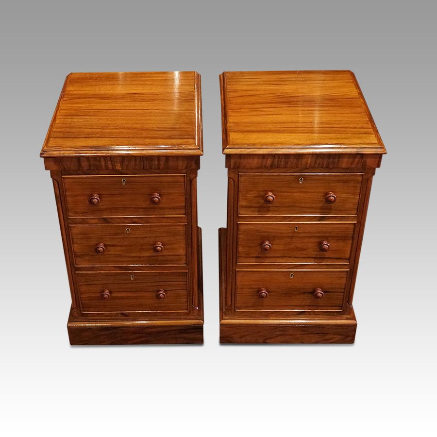 Antique Pair of Victorian walnut bedside chests