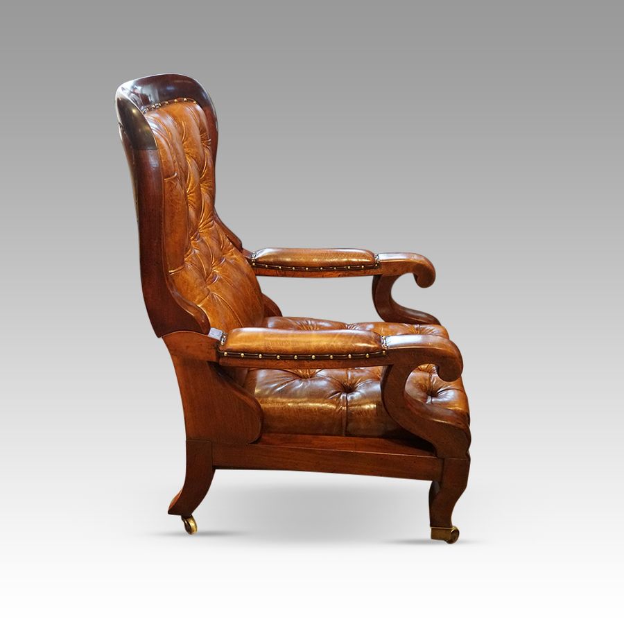 Antique Antique mahogany reclining library chair