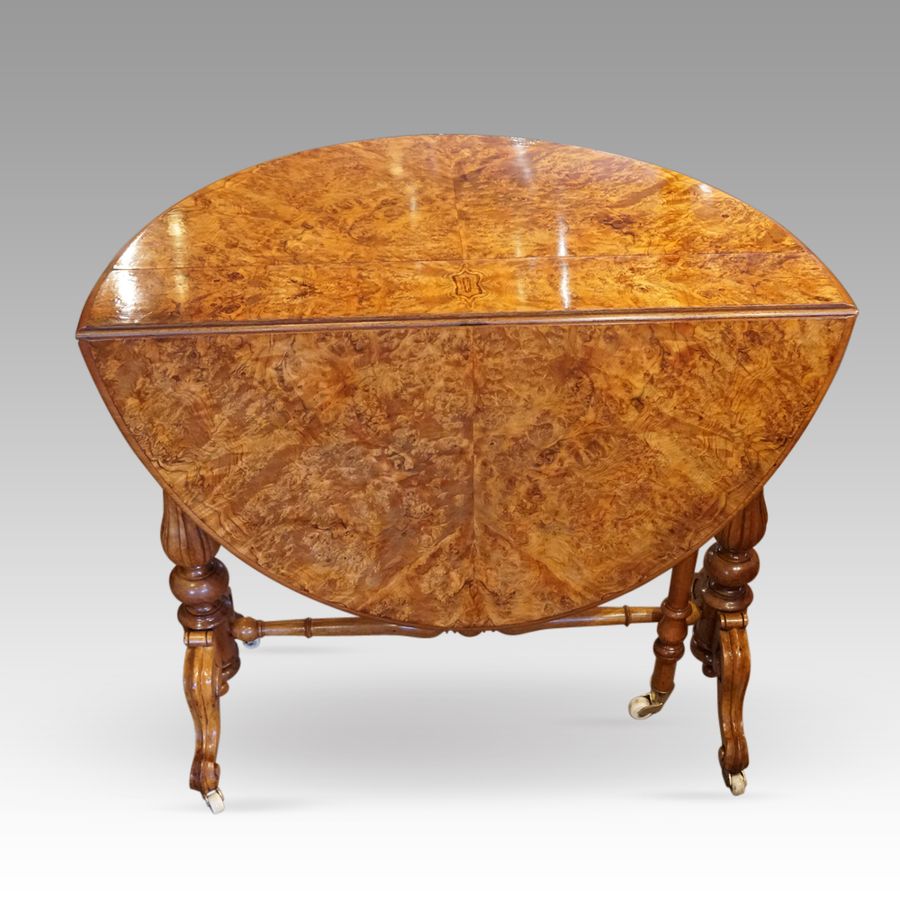 Antique Victorian burr walnut Sutherland table