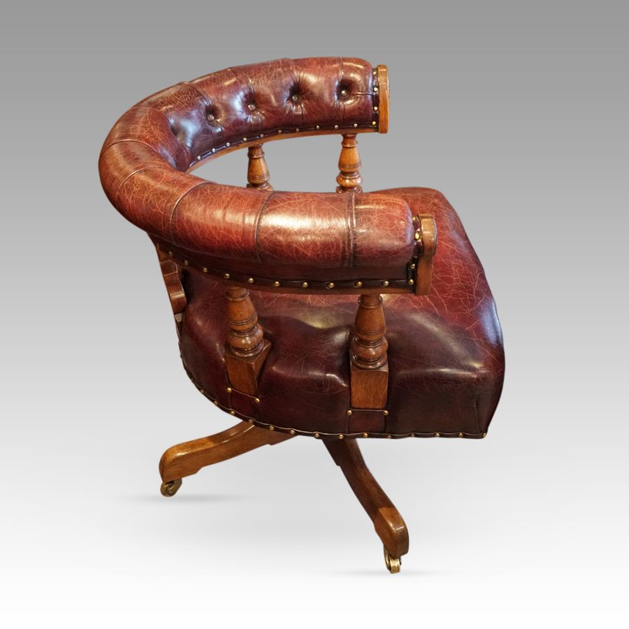 Antique Victorian oak revolving desk chair