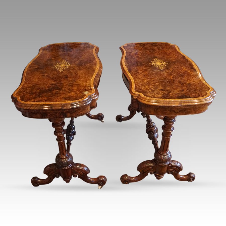 Antique Pair of Victorian walnut card-tables