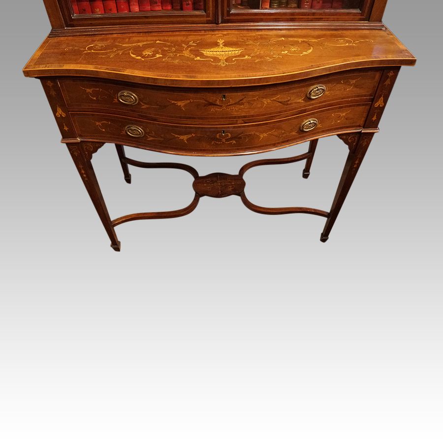 Antique Edwardian inlaid mahogany display cabinet