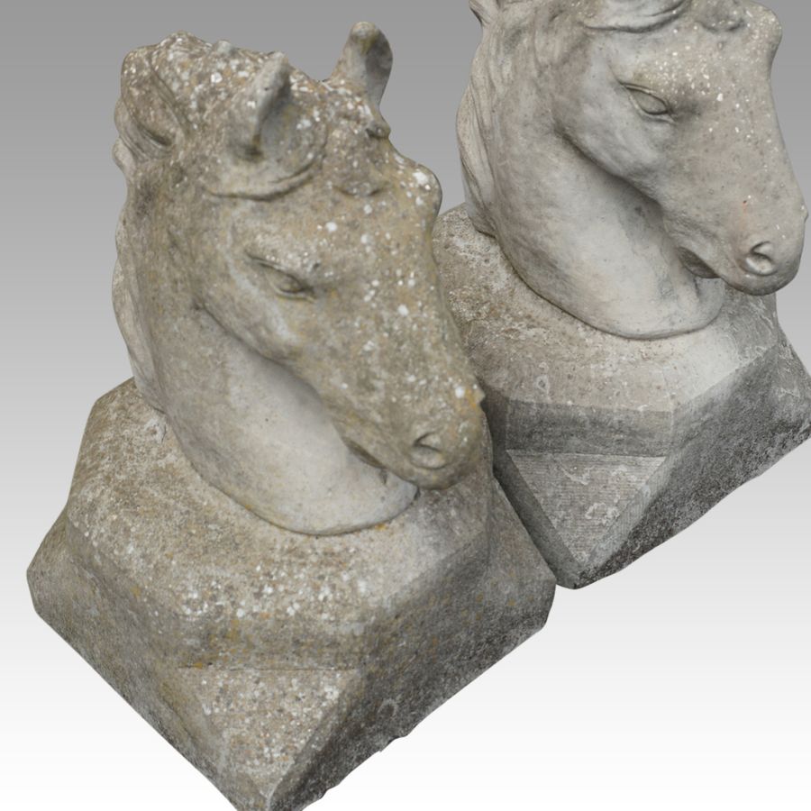 Antique Pair of horsehead column tops