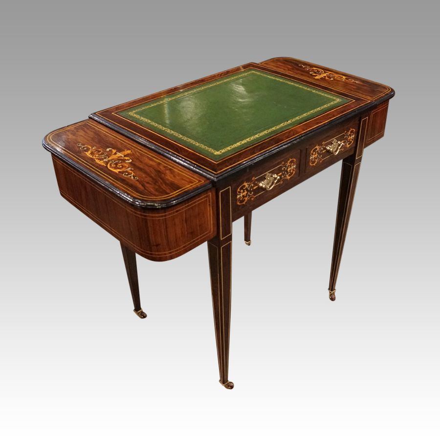 Antique Victorian inlaid writing table