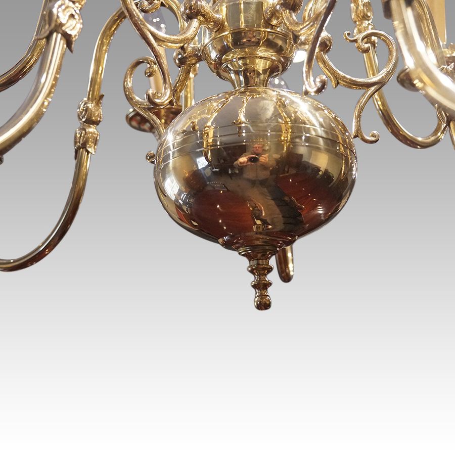 Antique Pair of Dutch brass chandeliers