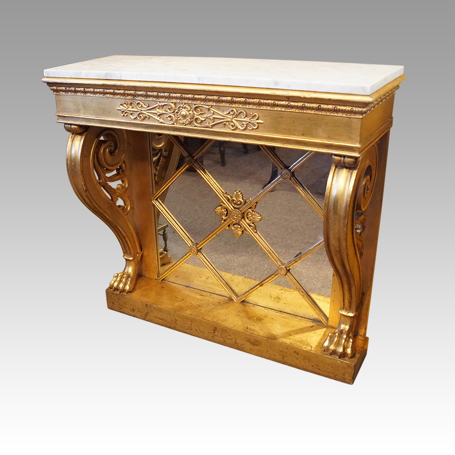 Antique 19thc. Empire gilt console table