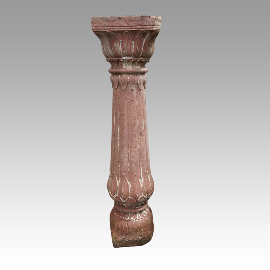 Antique Antique large red stone carved column 