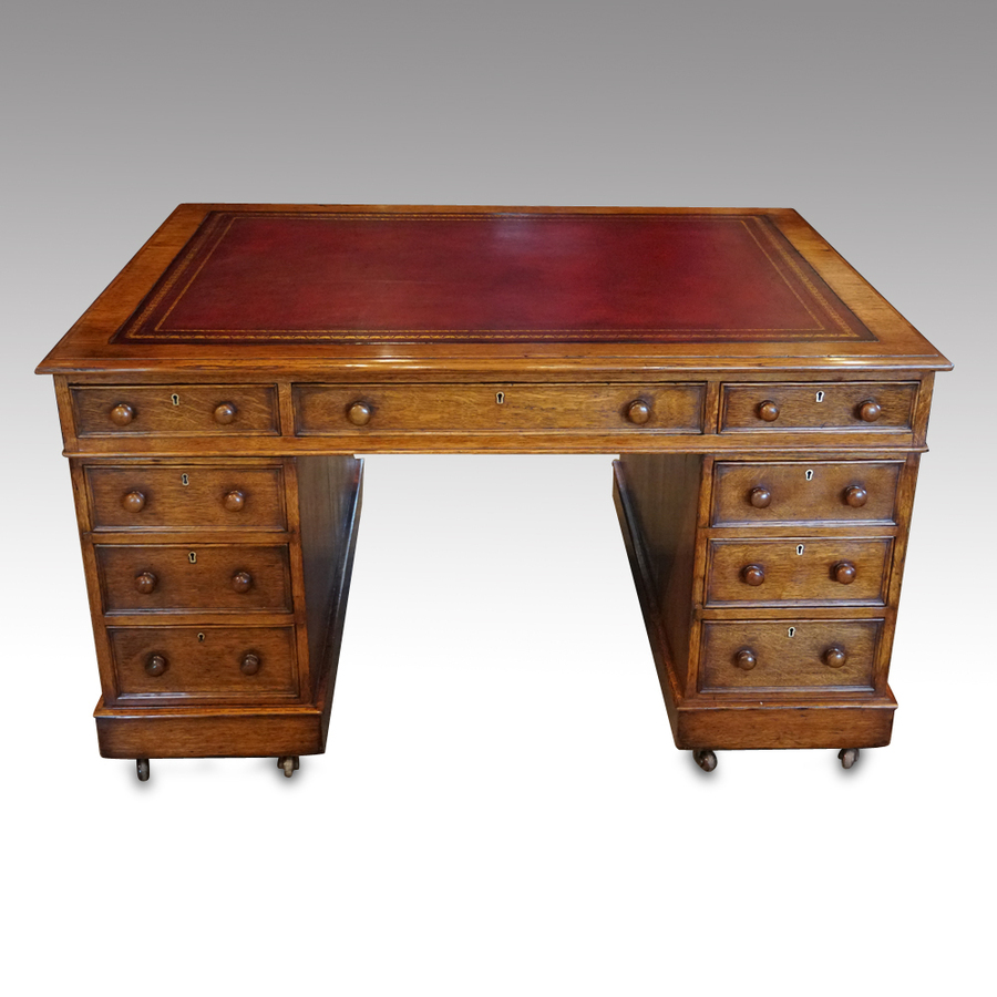 Antique Victorian oak partners desk
