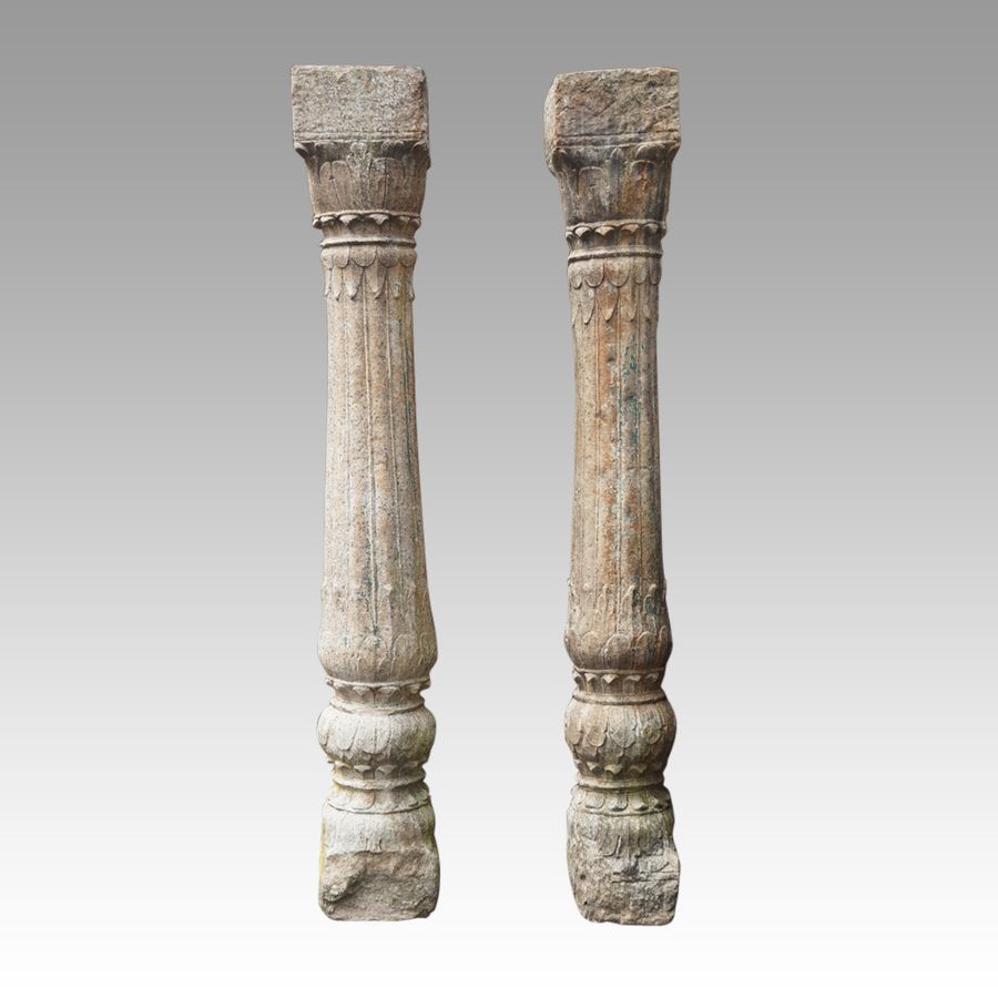 Pair of Antique carved sandstone columns