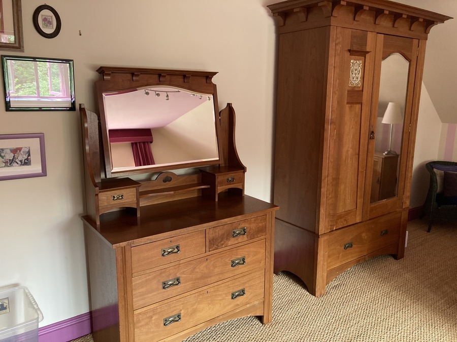 Arts and Crafts Wardrobe and Dressing Table