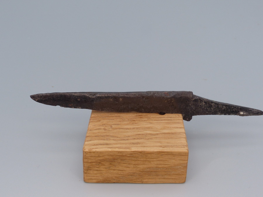 Antique Viking Iron Knife, with Oak display stand, good size, good condition. Makes a Unique Gift