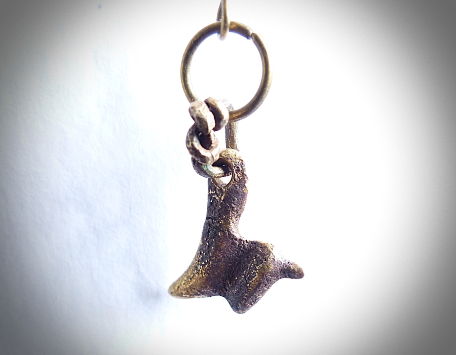 Antique Viking Era Bronze single earing. Leaping Deer 8th-11thc
