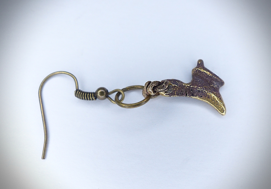 Antique Viking Era Bronze single earing. Leaping Deer 8th-11thc