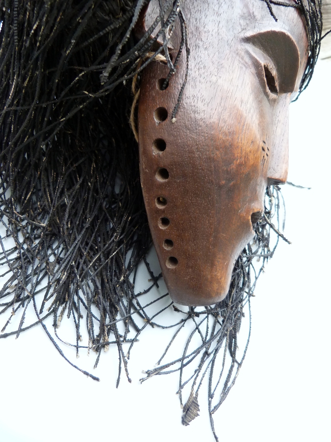 Antique African Mask with Head dress Congo Chokwe People