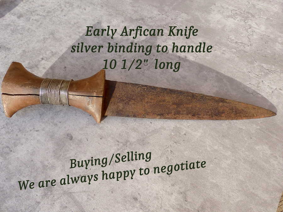 Antique African Knife Dagger, Silver Binding to Hilt. (Ref: 40755)