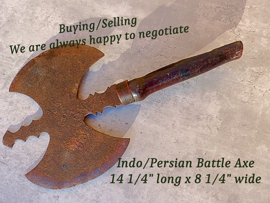 Antique Indo Persian Tabar Double Headed Battle Axe (Ref: 40756)