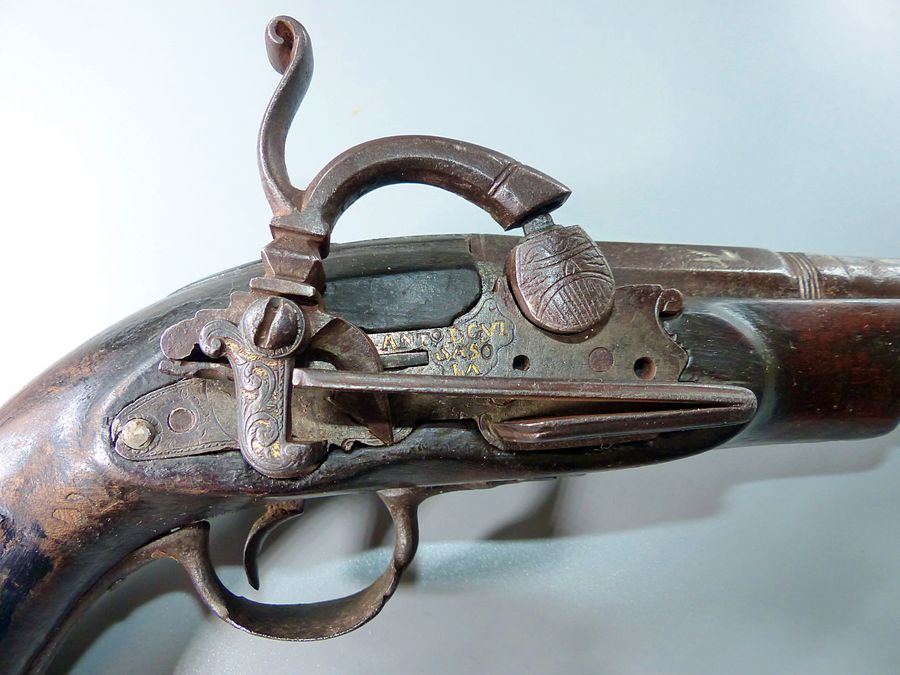 Antique Fine Belt Pistol, Complete with original hanger, Percussion fire, 18th century, (Ref 40764)