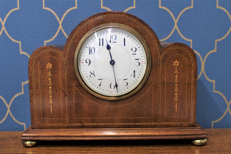 French Light Oak Art Deco Mantel Clock