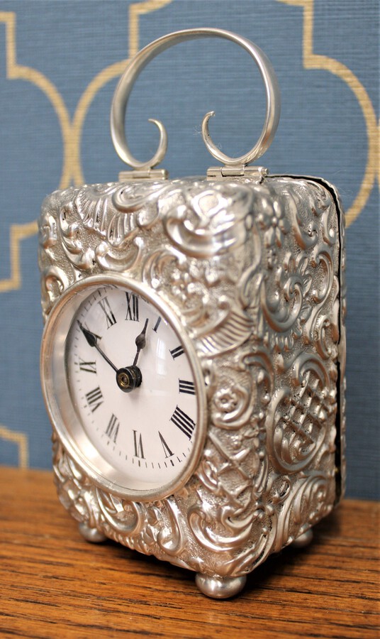 Sterling Silver Birmingham Case Miniature French 8 Day Carriage Clock