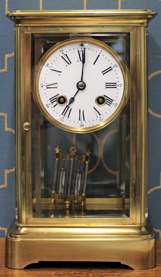French 4 Glass Mantel Clock