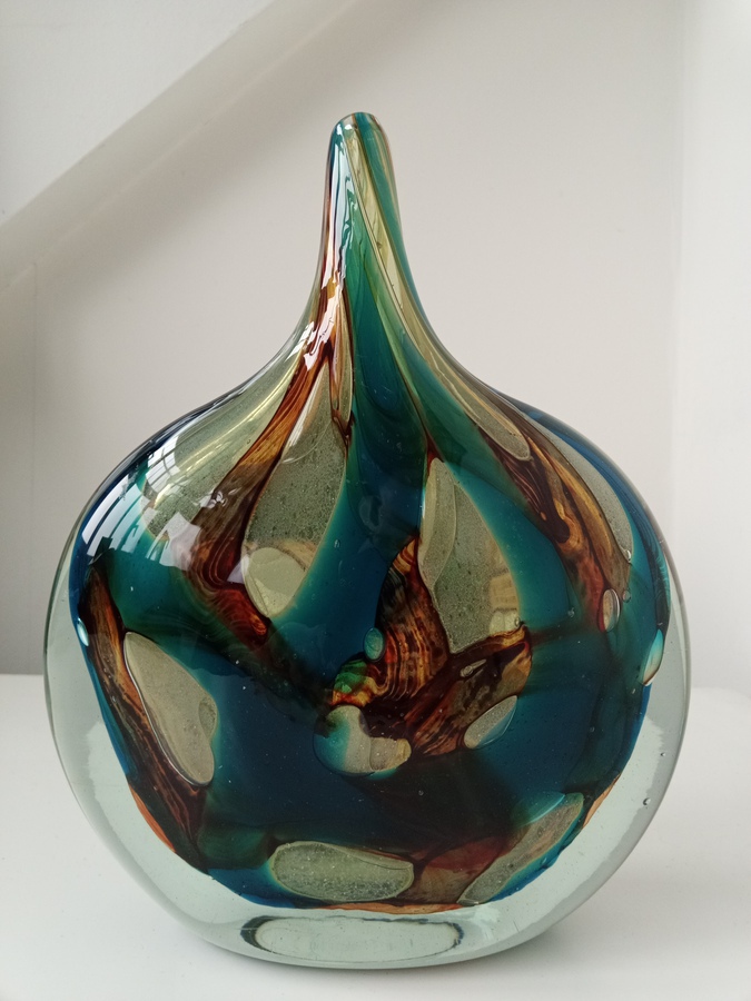 Antique A Mdina 'Cut Ice' Fish Vase designed by Michael Harris, Circa 1970