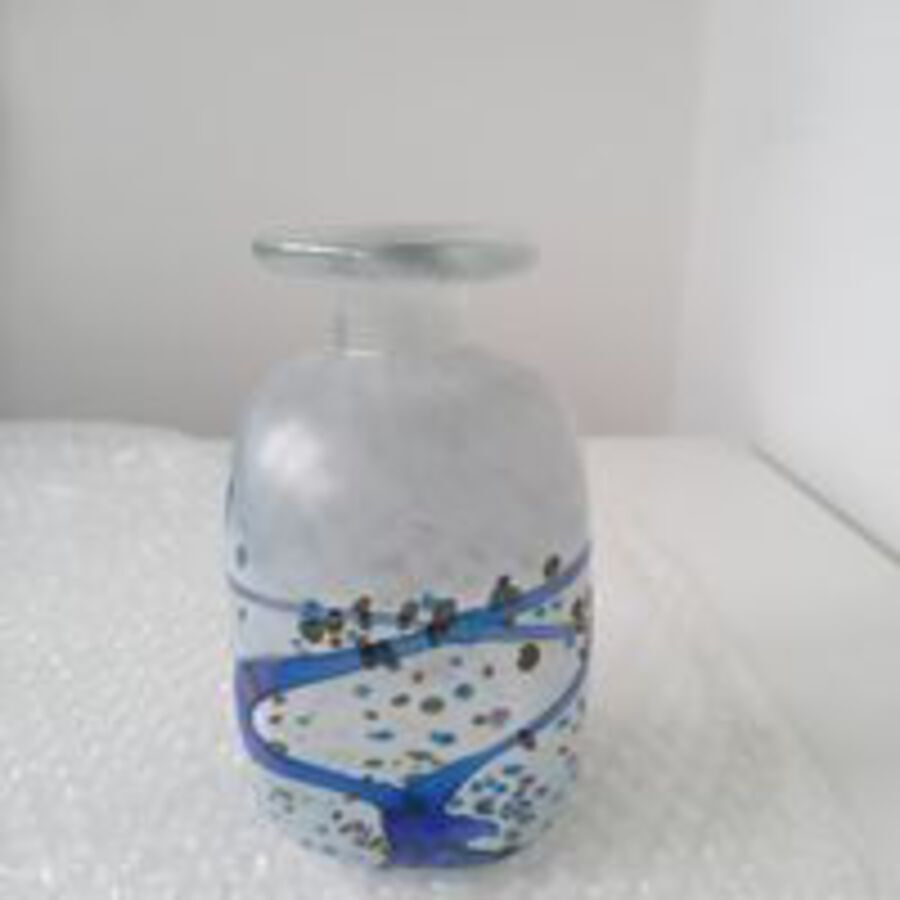 Antique A Vintage blue Mdina Iridescent art glass vase, Circa 1980