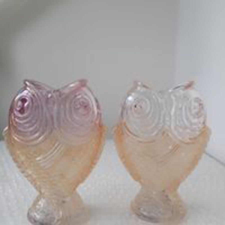 Antique A rare pair of French Baccarat fish vases, designed by Emile Galle, Circa 1878