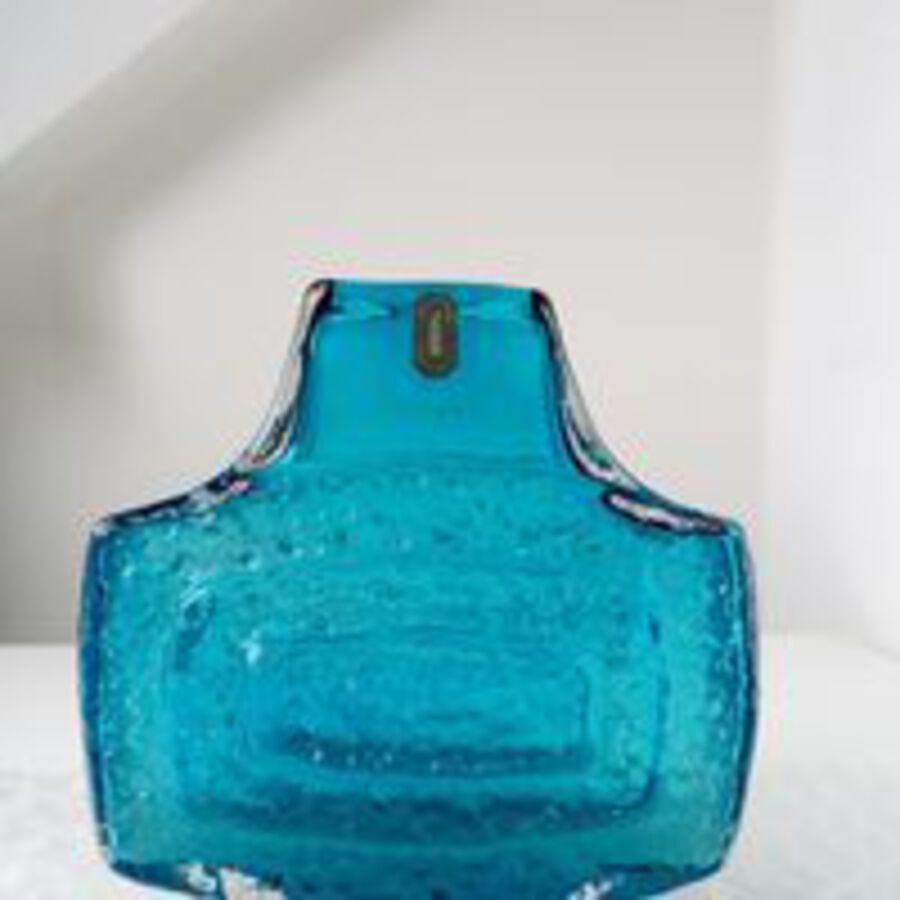 Antique A Whitefriars Kingfisher blue TV Vase, designed by Geoffrey Baxter, Circa 1969