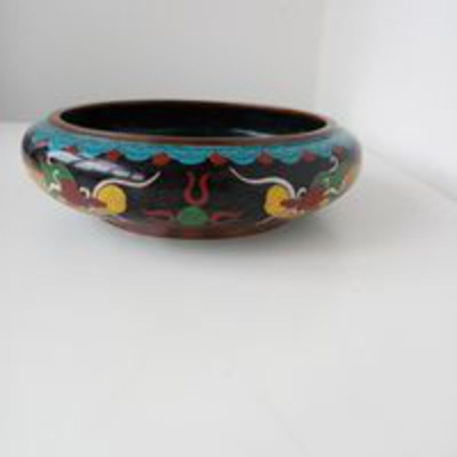 Antique A Chinese Qing Dynasty Cloisonne Enamelled dragon Dish, Circa 1900