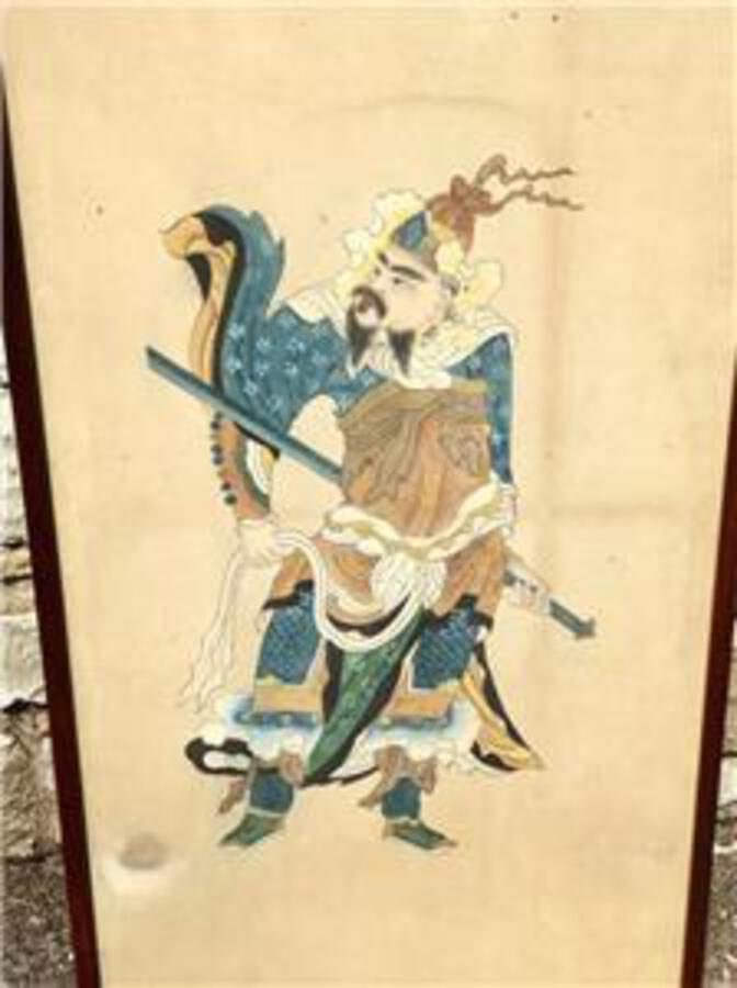 Antique Large Set Of 4 x Original Framed PAINTINGS Of CHINESE WARRIORS ...