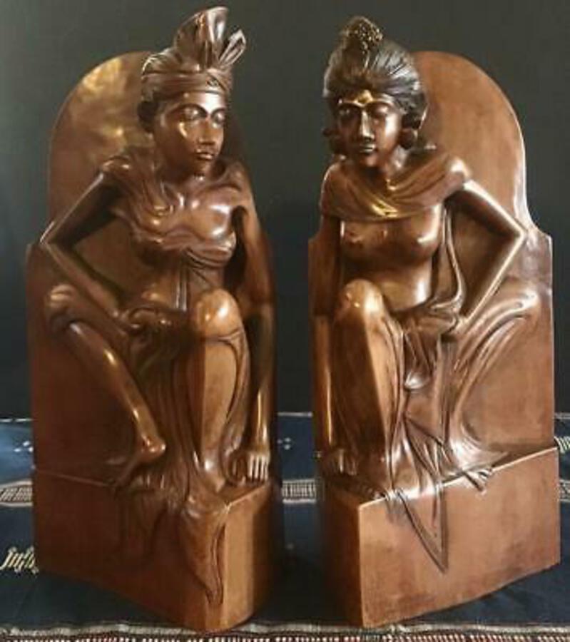 Superb Vintage PAIR Of HAND CARVED BOOKENDS Klungkung Indonesia Fine Quality