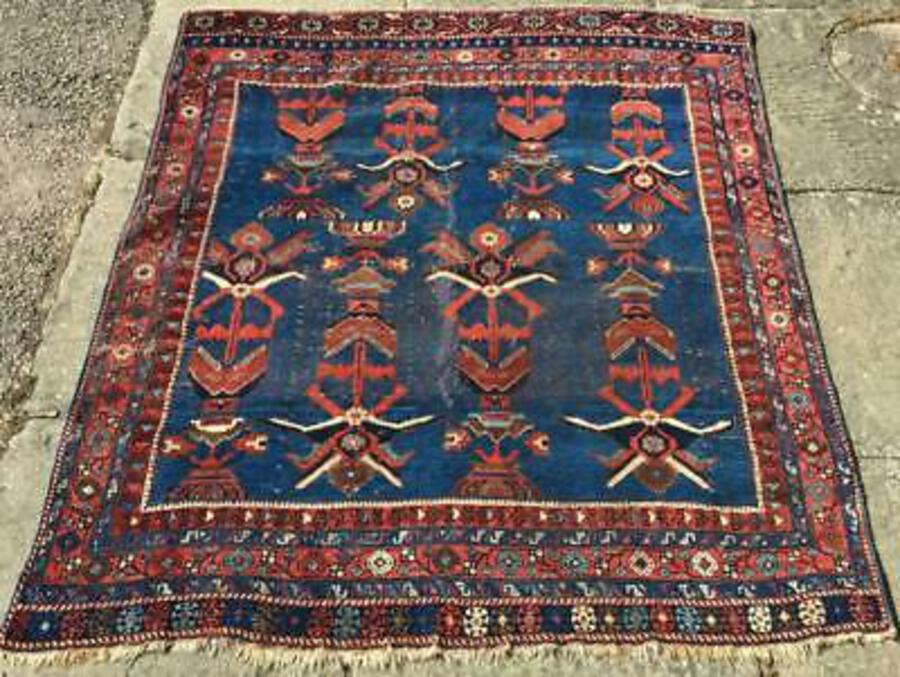 BEAUTIFUL ANTIQUE MIDDLE EAST RUG HAND MADE CARPET GREAT COLOURS SQUARE SHAPE
