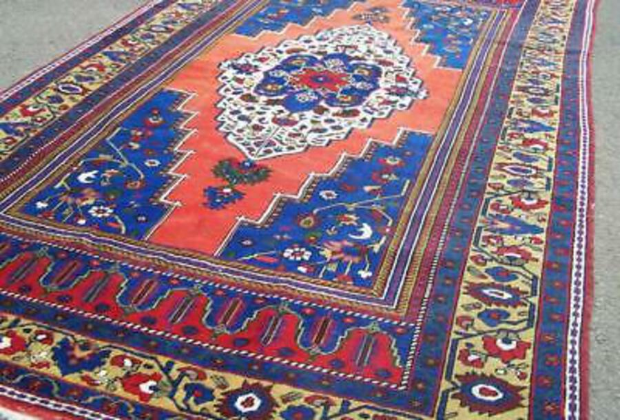 LARGE OLD HAND WOVEN TURKISH YAHYALI CARPET SEMI ANTIQUE TRADITIONAL DESIGN