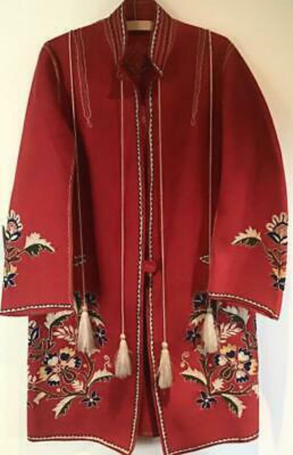 Very UNUSUAL VINTAGE FELT COAT Decorated with Embroidery Possibly TURKISH GREEK