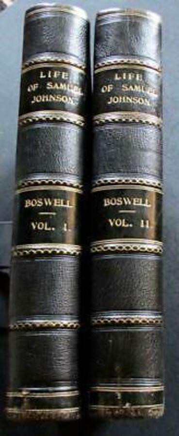1907 The LIFE OF SAMUEL JOHNSON By JAMES BOSWELL 2 x Large Leather Volumes