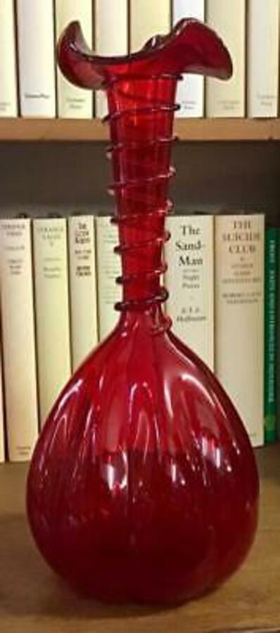 Original MURANO GLASS VASE Unusual Shape RICH RUBY RED COLOUR Vintage 1960’s