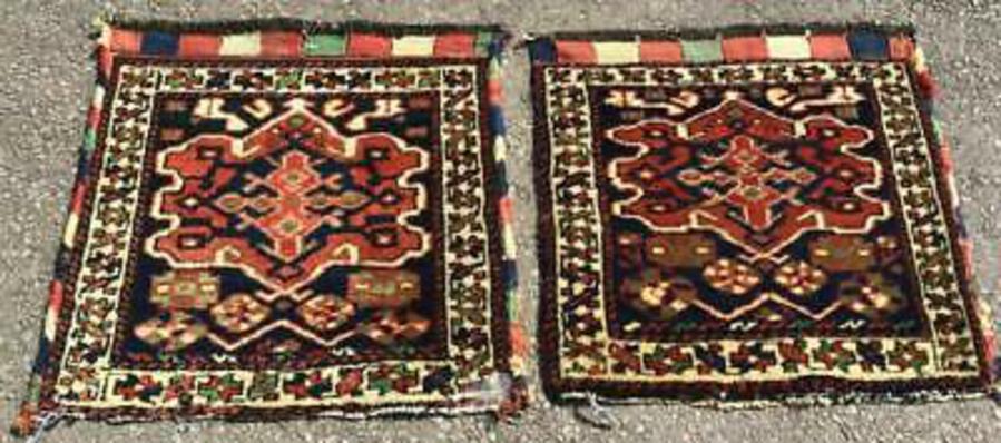 Vintage Pair Of HAND WOVEN Middle Eastern BAG FACES Strong Design & Colours