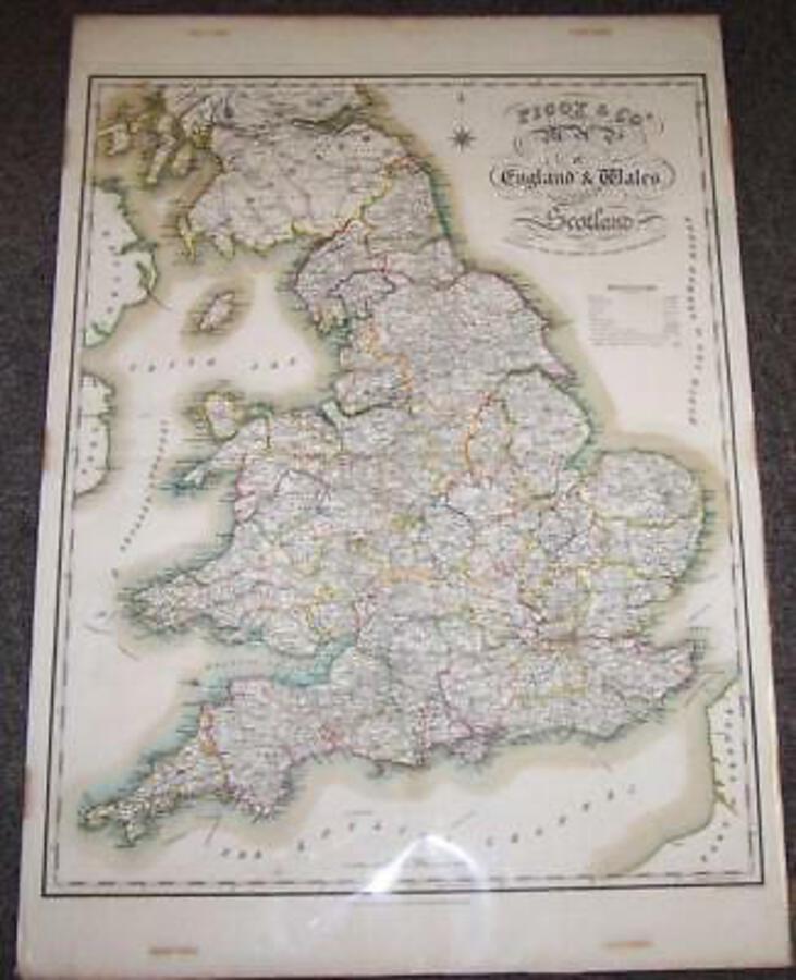 1830 Large Attractive MAP OF ENGLAND WALES & SCOTLAND By PIGOT HAND COLOURED