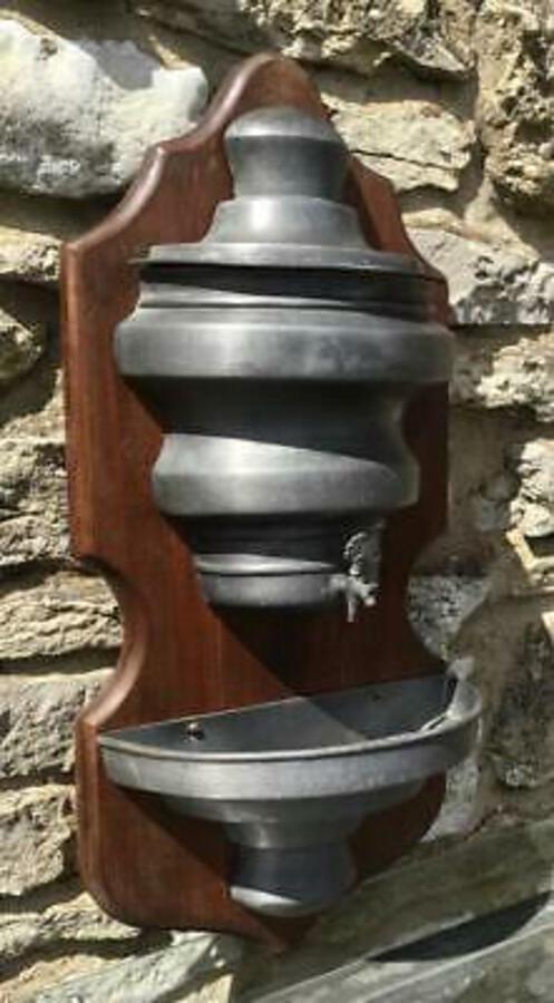 Super OLD FRENCH PEWTER WATER FOUNTAIN & BACKBOARD With FREE UK POST
