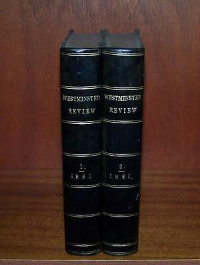 1861 LEATHER BOUND WESTMINSTER REVIEWS 2 x Vols DANTE Voltaire COTTON Slavery
