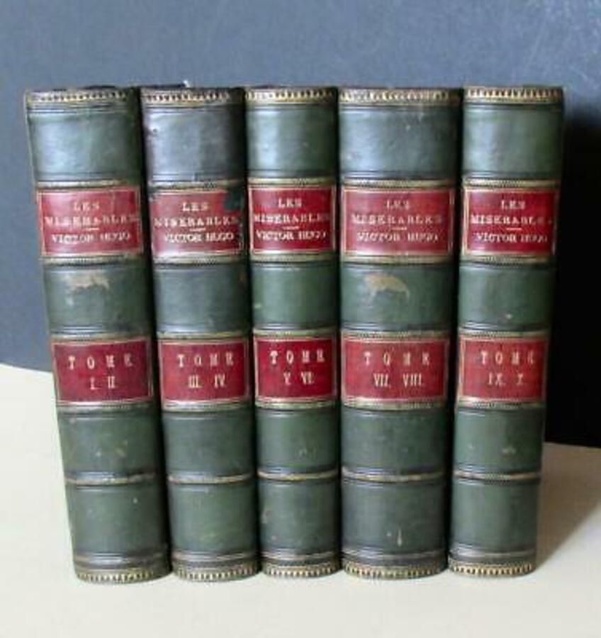 1862 LES MISERABLES First Edition Set By VICTOR HUGO 10 x Volumes LEATHER BOUND